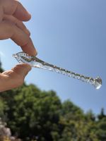Vintage Hand Blown Twisted Glass Preserve / Condiment Spoon Stirrer