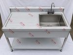 Commercial Kitchen Single Bowl Sink, Left Hand Drainer 1.2m, Free Delivery