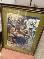 framed, vintage advertising poster for Bell's "Three Nuns" tobacco