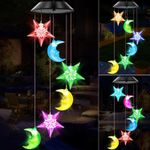 Wind Chimes Solar Powered LED Light Changing Hanging Outdoor Garden Yard Decor