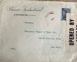 Postal History Columbia: WW2 Censor Cover from Banco Industrial Cartegna