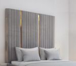 Gold Stripe  Plush Velvet Bed Headboard  3ft 4ft 4ft6 5ft 6ft  30" 36" 44"Tall