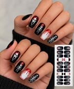 Halloween Nail Stickers Wraps Black Red White Skull Ghost Skeleton Spider Web 