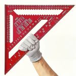 12 Inch Precision Triangle Ruler Red Aluminum Alloy Angle Finder Metric Scale