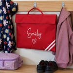 Personalised Kids School Book Bag - Red Heart and Script Name