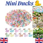 100PCS MINI DUCKS, 10 COLORS GLITTER RESIN TINY DUCKS LITTLE PLASTIC DUCKS TWINK