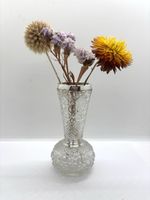 Antique Sterling Silver Mounted Cut Glass Thistle Shaped bulbous Posy Vase