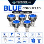 Heathfield LED Blue GU10 Bulbs 5W 50W Dimmable 90° Wide Beam Pack of 5