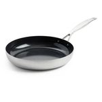 GreenPan Geneva Frying Pan 28cm Stainless Steel Non Stick Cookware Kitchen
