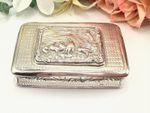 Antique George IV Sterling Silver Snuff Box, Grouse & Hunting Scene,  1828, 85g