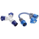 16A CEE Caravan Camping Hook Up 2 Way Splitter 1 Plug to 2 Sockets Adapter