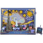 Rowood 3D Wooden Puzzle with LED The Starry Night Wall Art for Adult DIY Gift