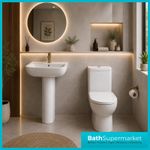 Modern Rimless Toilet WC Basin Sink Pedestal Ceramic Bathroom Suite