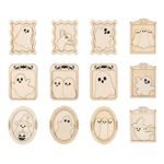 12 Pieces Unfinished Wooden Ghost Frame Paintable Classic for Home Decor