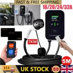 32A 7KW Smart APP EV Charger Type 2 Electric Car Charging Station With 5M Cable