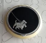 Scottie Dog Double Compact Powder Rouge Black Cream and Silver Vintage Mirror