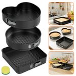 Set of 3 Cake Baking Pans with Detachable Base & Removable Bottom Cake Tins UK