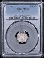 1853 Arrows Seated Liberty Half Dime H10c PCGS MS61 - Original!