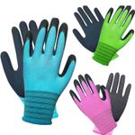 3 Pairs Gardening Gloves Superior Grip Work Gloves Durable Comfortable Breathabl