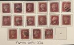 QV 1858 1d Penny Red Plates 209-224 Fu to Gu Please See Scans couple of faults