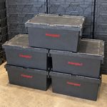 Black 72L Heavy Duty Plastic Storage Boxes With Lids Stackable Tote 1-75 Pack