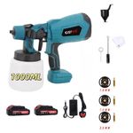 2 Battery Cordless Paint Sprayer Fence Wall Airless 21V HVLP 1000ML Spray Gun UK
