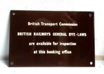 VINTAGE BRITISH RAILWAYS ENAMEL BYE-LAWS SIGN TRANSPORT COMMISSION (BROWN)