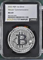 2022 - 1oz Silver "Bitcoin" Commemorative - MJB - NGC MS69 (D11-B22)