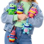 Kids Worry Yummy Monster Clip On Keyring Pack Of 5 Multicoloured Soft Toy Set