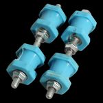 4 x M6 Oil Cooler / Exhaust Mounting Rubbers w. Flanged Nuts, Blue Polyurathane