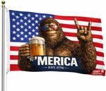 ’Merica Bigfoot Flag EST 1776 Patriotic USA 3x5 ft Funny Beer Banner Funny Flag