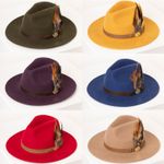 Rydale Fedora Hat Unisex Ladies Mens Wool Felt Hats Feather Wide Brim Trilby