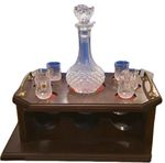 Vintage Wooden Ship's Tray and Storage for 3 bottles. (Glasses not included)