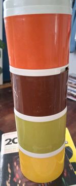 Vintage 70s Harvest Colors Tupperware Four  Jar Stacking Spice Shaker Set