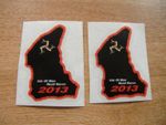 x2 ISLE OF MAN TT RACES course map sticker BLACK/RED 50mm high 2013