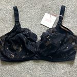 Panache Ada Beautiful Non-Wired Nursing Bra 38FF Black Lace and Latte Lining