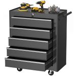 HOMCOM 5-Drawer Tool Chest Steel Lockable Tool Storage Cabinet with Wheels