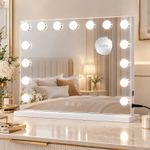 Hollywood LED Vanity Mirror with 15 Bulbs, Dimmable 10X Magnifier Smart Touch