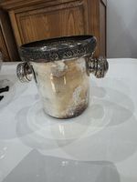 ART DECO 1930's   French Silver Ice Bucket with Handles 16cm Dia Stamped On Base