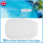 50Pcs Pool Skimmer Socks Elastic Swimming Pool Garbage Filter Bag White