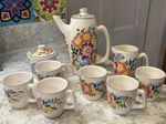 Teapot Set Vintage Czech Chodovia Domazlice  Colorful Floral