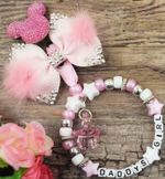 Personalised stunning pram charm  for baby girls boys ideal gift  pink and white