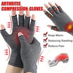 Copper Compression Gloves Anti Arthritis Fingerless Hand Support Pain Relief UK