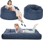 2-in-1 Convertible Bean Bag Chair Sofa Bed for Adults No Assembly 110x110x70cm