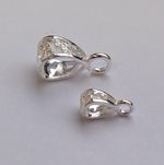 BAIL for pendant or charm w. fixed open ring. Solid 925 sterling silver openwork
