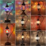 Turkish Moroccan Mosaic Lamp Tiffany Glass Table Desk Free LED Bulb and Delivery