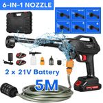 Portable Cordless Car High Pressure Washer +2 Battery Jet Water Wash Cleaner Gun