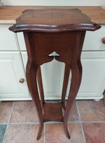 Antique Arts & Crafts 2 tier plant stand, torchere, inverted heart,  c1910