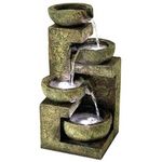 Water Feature Outdoor Indoor LED Fountain Waterfall Garden Decor (4 Tier)