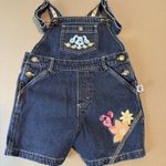 VTG Blues Clues Jean Short Overalls Blue Denim 4T Nick Jr Nickelodeon Magenta